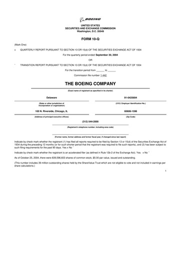 Miniature Boeing 10-Q Rapport trimestriel  