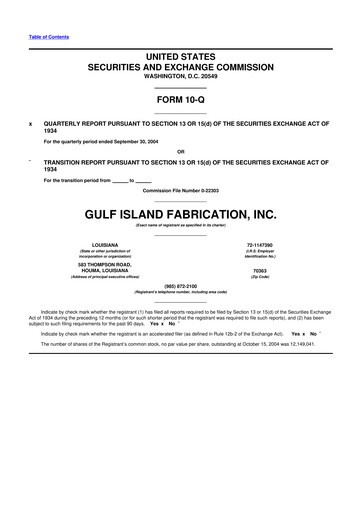 Thumbnail Gulf Island Fabrication
 10-Q Quarterly Report FY 