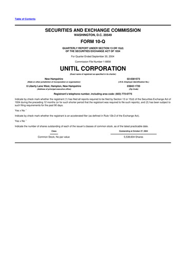 Vorschaubild Unitil Corporation
 10-Q Quartalsbericht  