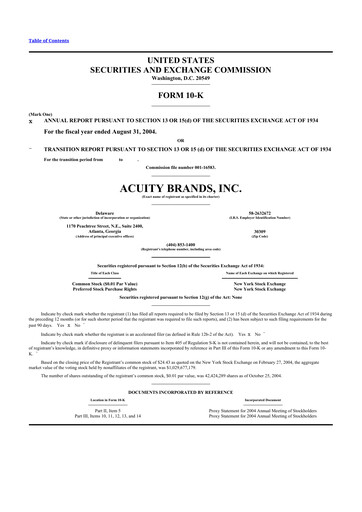 Thumbnail Acuity Brands
 10-K Annual Report 