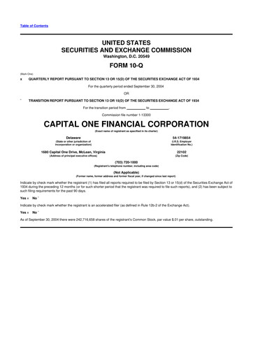 Thumbnail Capital One 10-Q Quarterly Report FY 