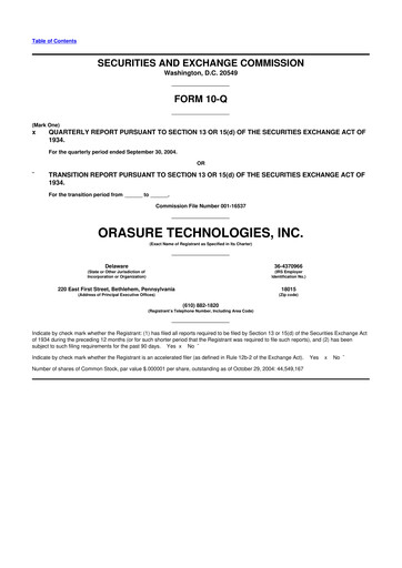 Thumbnail OraSure Technologies 10-Q Quarterly Report FY 