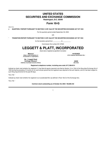 Thumbnail Leggett & Platt

 10-Q Quarterly Report FY 