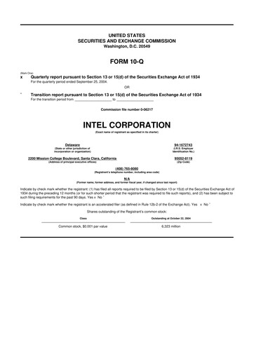 Vorschaubild Intel 10-Q Quartalsbericht  