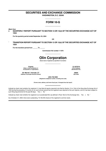 Thumbnail Olin Corporation 10-Q Quarterly Report FY 