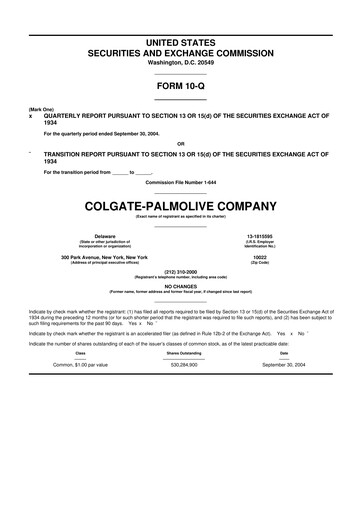 Thumbnail Colgate-Palmolive 10-Q Quarterly Report FY 