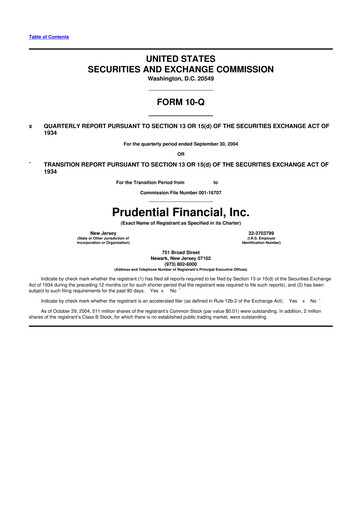 Thumbnail Prudential Financial 10-Q Quarterly Report FY 