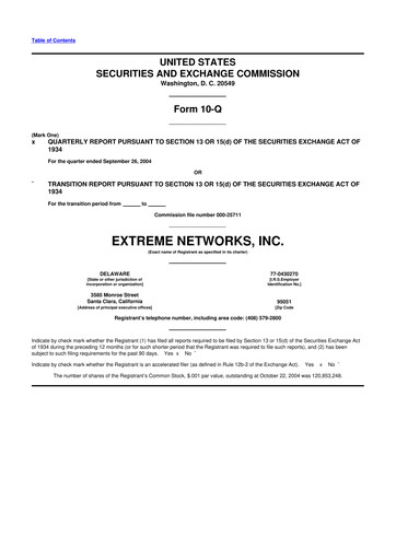 Thumbnail Extreme Networks
 10-Q Quarterly Report FY 