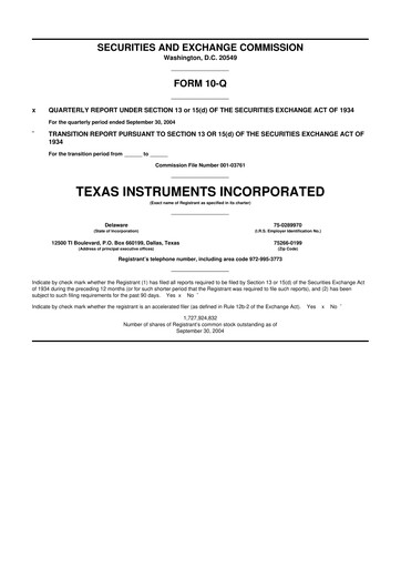 Vorschaubild Texas Instruments 10-Q Quartalsbericht  