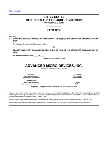 Miniature AMD 10-Q Rapport trimestriel  