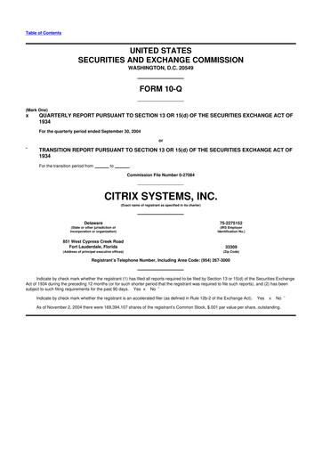 Miniature Citrix Systems 10-Q Rapport trimestriel  