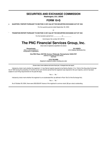 Thumbnail PNC Financial Services 10-Q Quarterly Report FY 