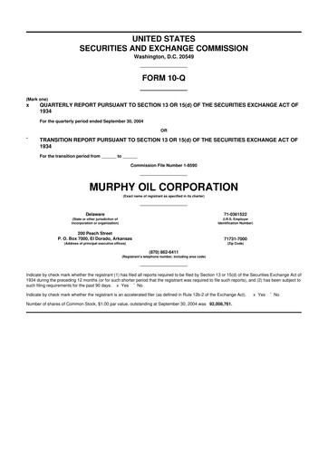 Thumbnail Murphy Oil
 10-Q Quarterly Report FY 