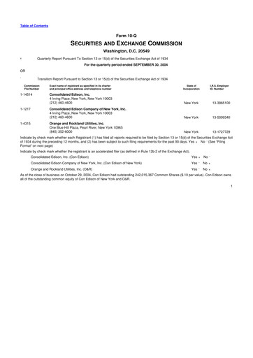 Thumbnail Consolidated Edison 10-Q Quarterly Report FY 