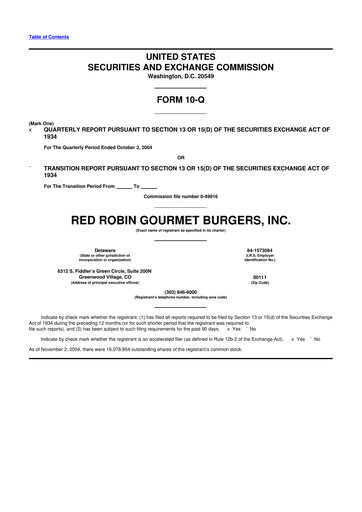 Thumbnail Red Robin
 10-Q Quarterly Report FY 