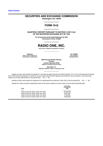 Thumbnail Urban One
 10-Q Quarterly Report FY 