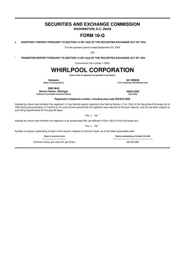 Thumbnail Whirlpool 10-Q Quarterly Report FY 