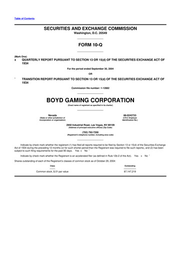Vorschaubild Boyd Gaming
 10-Q Quartalsbericht  
