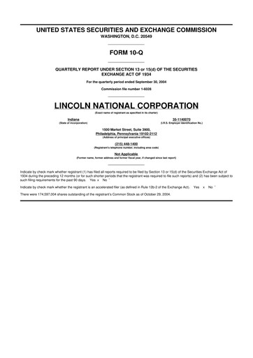 Vorschaubild Lincoln National Corporation 10-Q Quartalsbericht  