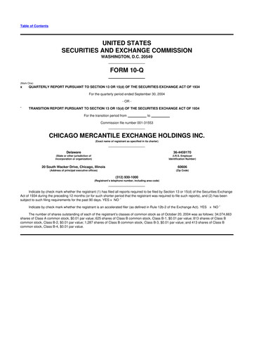 Miniature CME Group 10-Q Rapport trimestriel  