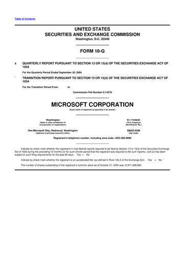 Thumbnail Microsoft 10-Q Quarterly Report FY 