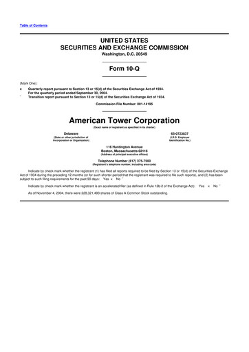 Thumbnail American Tower 10-Q Quarterly Report FY 