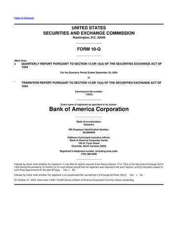 Vorschaubild Bank of America  10-Q Quartalsbericht  