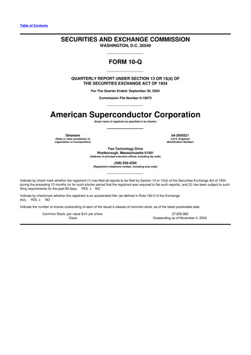 Vorschaubild American Superconductor Corporation 10-Q Quartalsbericht  