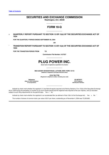 Thumbnail Plug Power 10-Q Quarterly Report FY 