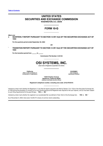 Thumbnail OSI Systems
 10-Q Quarterly Report FY 
