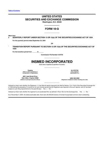 Vorschaubild Insmed 10-Q Quartalsbericht  