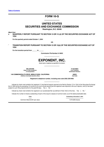 Thumbnail Exponent
 10-Q Quarterly Report FY 