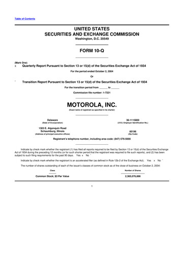 Thumbnail Motorola Solutions
 10-Q Quarterly Report FY 