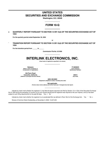Thumbnail Interlink Electronics 10-Q Quarterly Report FY 
