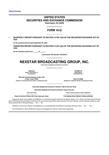 Thumbnail Nexstar Media Group
 10-Q Quarterly Report FY 