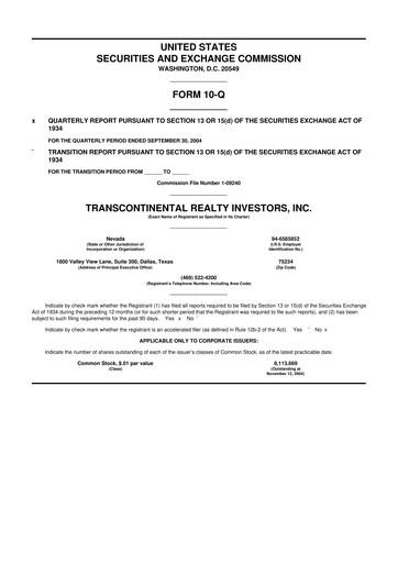 Thumbnail Transcontinental Realty Investors 10-Q Quarterly Report FY 