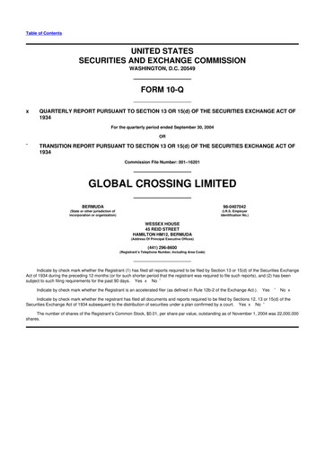 Thumbnail Global Crossing 10-Q Quarterly Report FY 