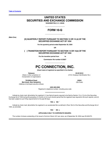 Miniature PC Connection
 10-Q Rapport trimestriel  