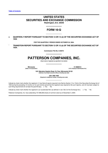 Thumbnail Patterson Companies
 10-Q Quarterly Report FY 