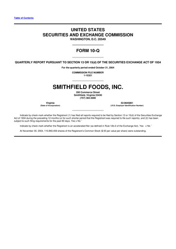 Thumbnail Smithfield Foods 10-Q Quarterly Report FY 