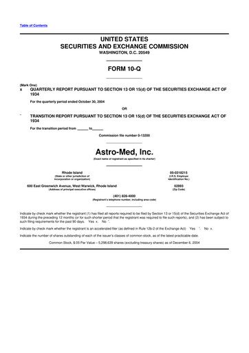 Miniature AstroNova, Inc. 10-Q Rapport trimestriel  