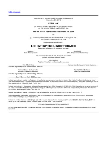 Thumbnail Lee Enterprises
 10-K Annual Report 