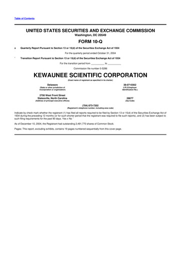 Thumbnail Kewaunee Scientific Corporation 10-Q Quarterly Report FY 