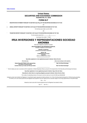 Thumbnail IRSA Inversiones y Representaciones 20-F Annual Report 