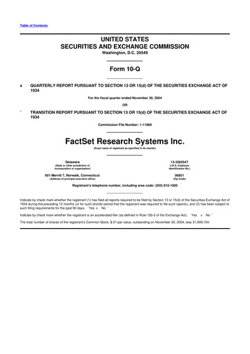 Thumbnail FactSet 10-Q Quarterly Report FY 