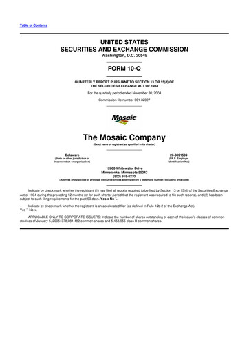 Thumbnail The Mosaic Company 10-Q Quarterly Report FY 