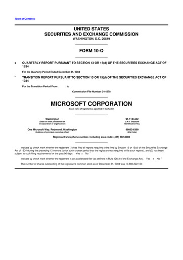 Thumbnail Microsoft 10-Q Quarterly Report FY 
