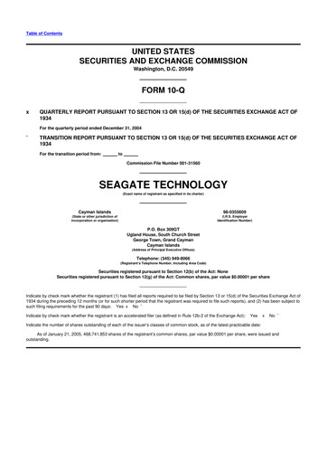 Thumbnail Seagate Technology 10-Q Quarterly Report FY 