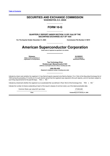 Vorschaubild American Superconductor Corporation 10-Q Quartalsbericht  