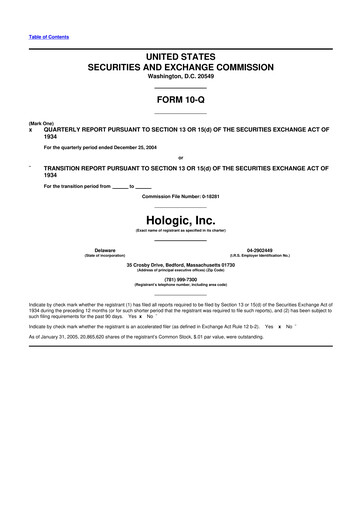 Miniature Hologic 10-Q Rapport trimestriel  